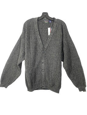 Vintage Trader Bay Sears Men’s Button Gray Cardigan Sweater Size Large Tall
